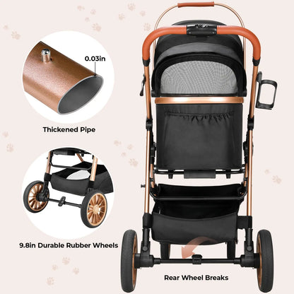 TLGREEN All-Terrain 3-in-1 Pet Stroller for Medium Dogs & Cats - Comfortable, Convenient & Stylish for Pets Up to 55 lbs
