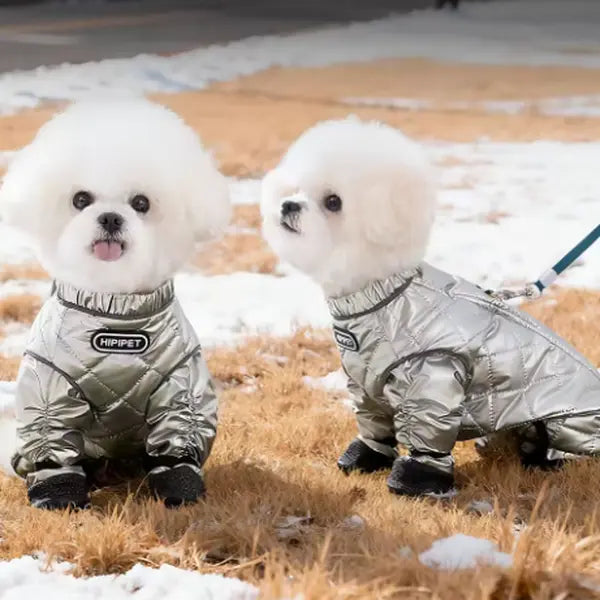 Waterproof Dog Coats Winter Cotton Pet Dust Pants with Traction Buckle Winter Warm Dog Clothing Outdoor Snow Pants Snowproof Boots
