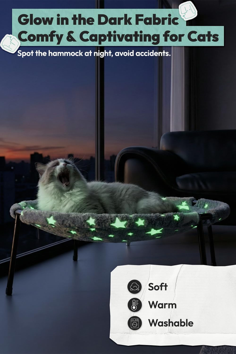 Elevated Glow in the Dark Cat Bed